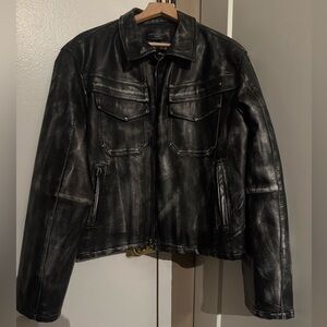 Distressed Faux Leather Jacket